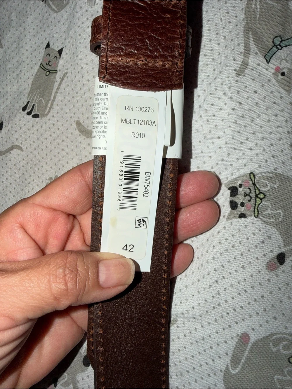 Wrangler Brown Textured Leather Belt with Classic Buckle